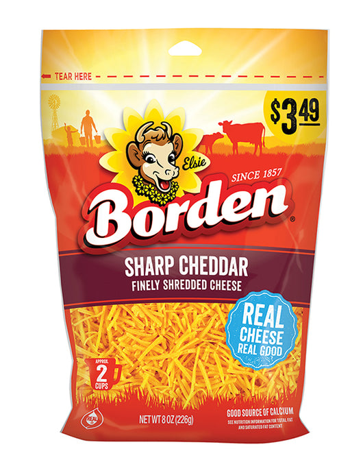 BORDEN SHARP CHEDDAR FINELY SHREDDED CHEESE