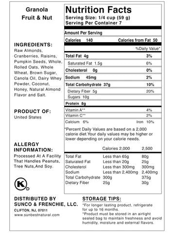 SUNBEST NATURAL FRUIT & NUT GRANOLA