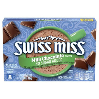 SWISS MISS MILK CHOCOLATE NO SUGAR ADDED HOT COCOA MIX