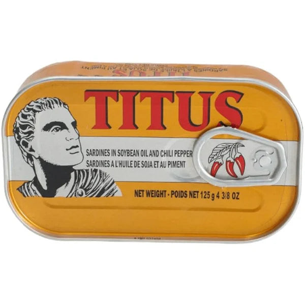 Load image into Gallery viewer, TITUS SARDINES IN SOYBEAN OIL AND CHILI PEPPER
